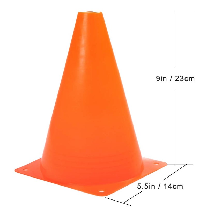 Fragraim 9 Inch Plastic Training Traffic Cones, Sport Cones, Agility Field Marker Cones for Soccer Basketball Football Drills Training, Outdoor Activity or Events - 12 Pack, Green - Image 4